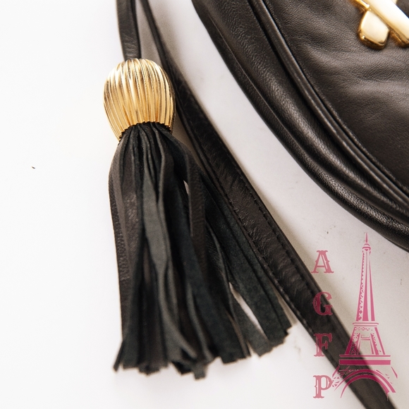 Vintage leather black & gold small crossbody bag - Picture 5 of 7